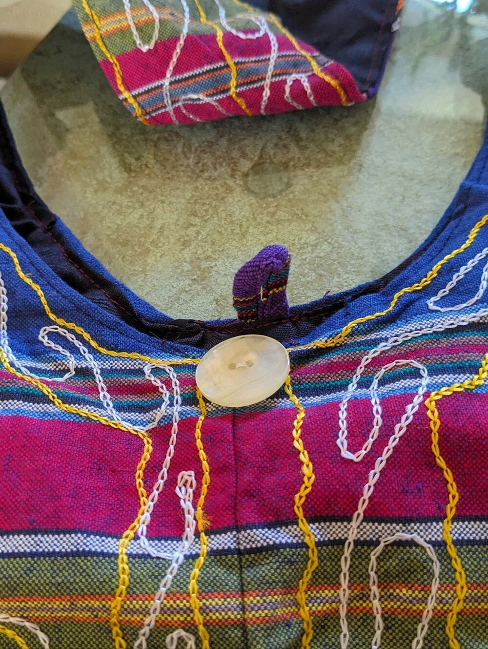 Boho Nepal Embroidered Crossbody Tote - Multicolor  ZIP interior closure